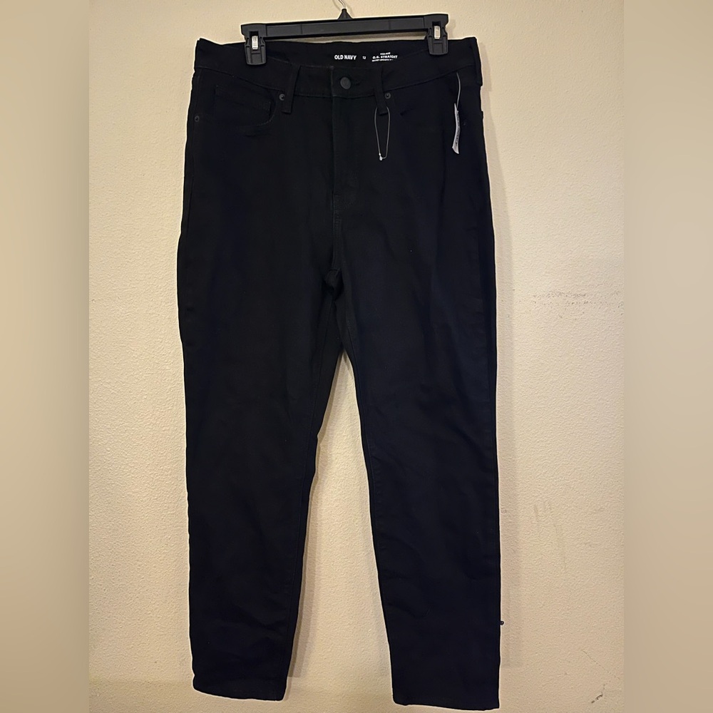 Old Navy Black O. G. Straight Leg High Rise Jeans Secret-Smooth Pockets